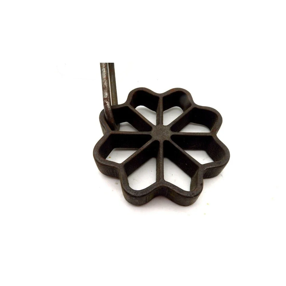 Vintage Cast Iron Rosette Irons Set Interchangeable Flower and Wheel Molds
